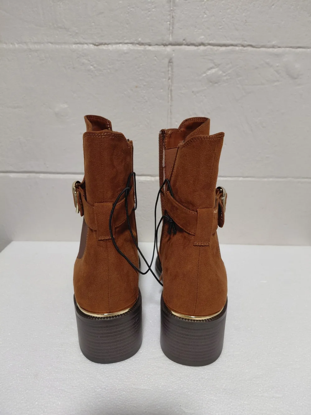 Suede Ankle Boots in Brown - Women's Stylish Zip Boot